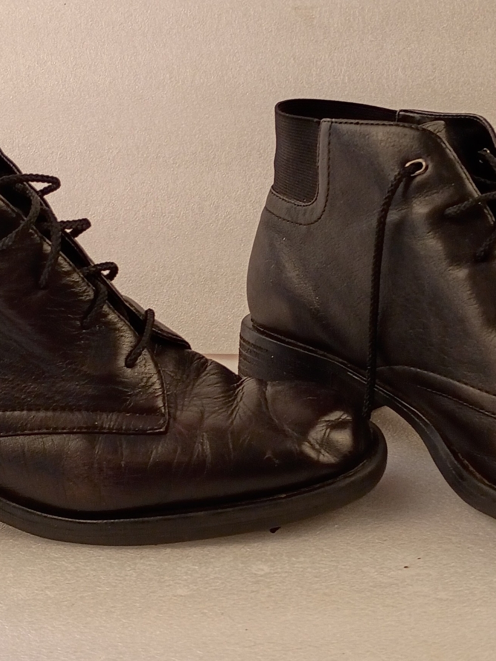 Liz Claiborne Flex Women’s Black Leather Ankle Boots Lace-Up Size 7.5 Block Heel